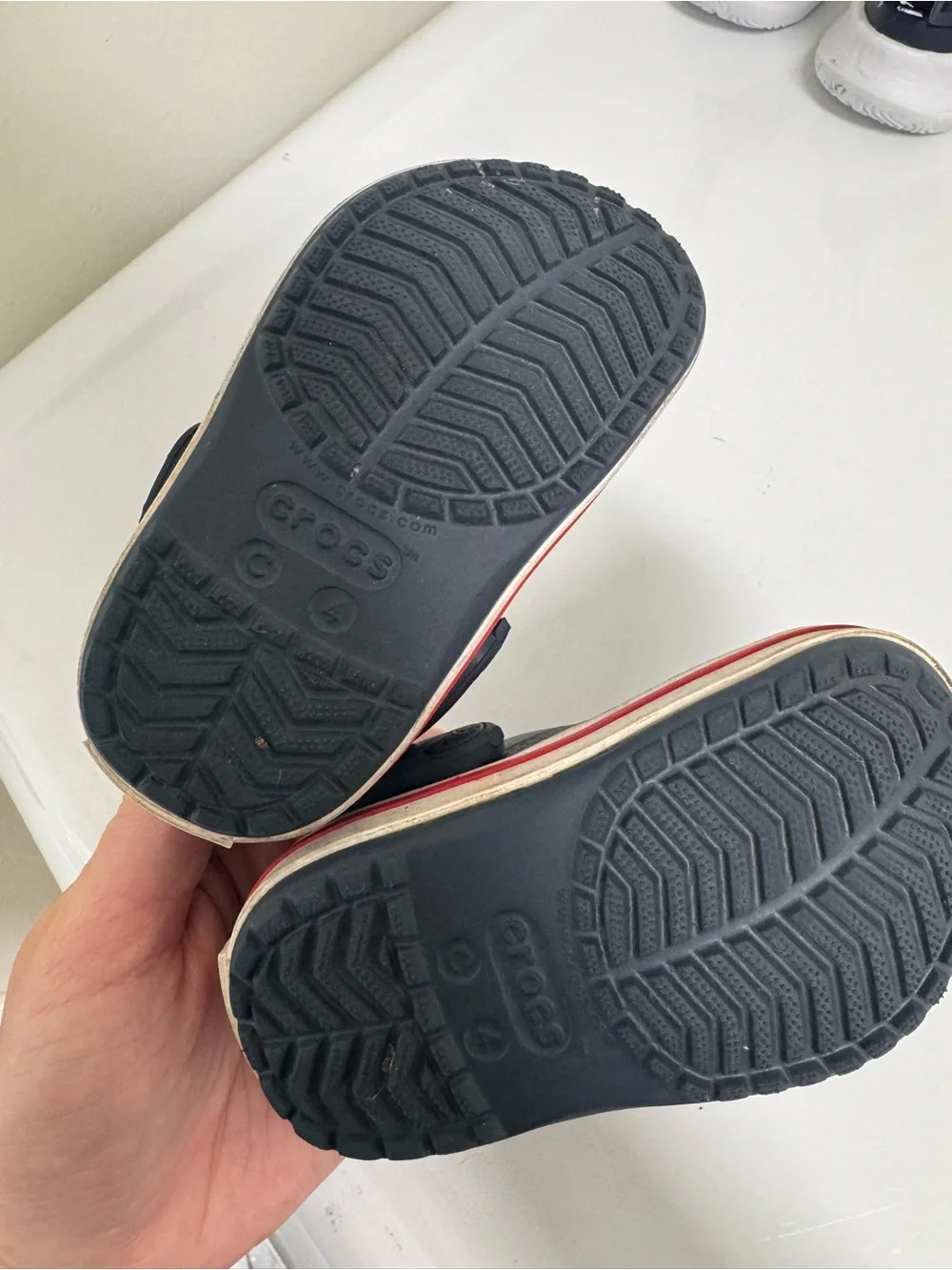 CROCS Kids Navy Blue Clog with Red-Trim Sole